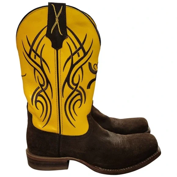 Twisted X Western Boots Men's‎ 9.5D Hooey Collection Yellow Leather Suede Cowboy